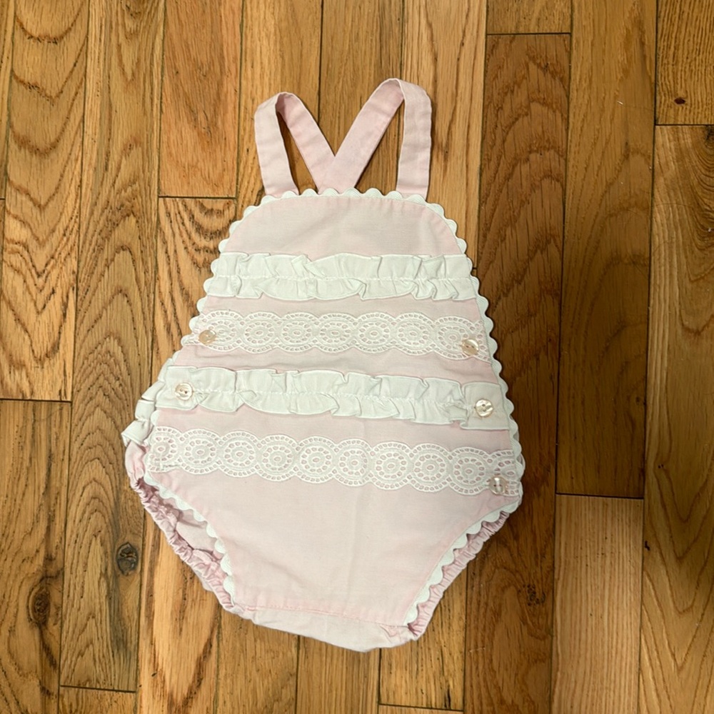 Vintage pink lace bubble 3-6 months